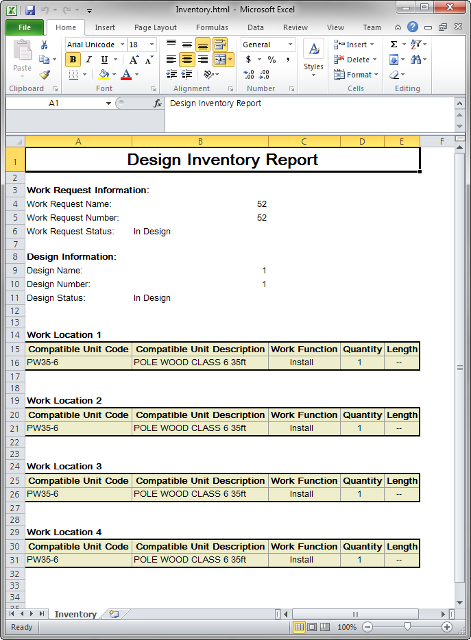 Sample - Inventory Report